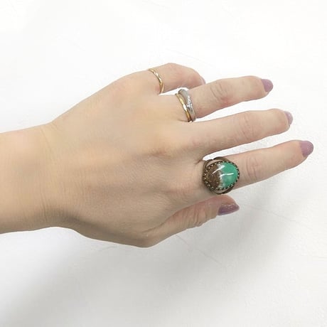 cattic/gemstone oval ring/ボルダークリソプレーズ