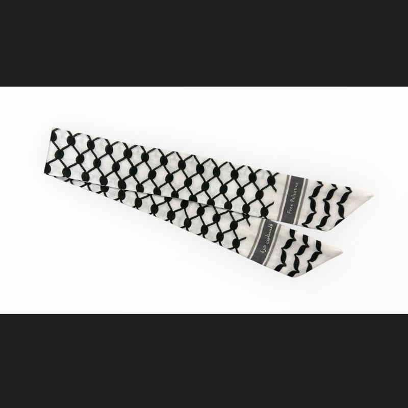 Nablus Kufiya パレスチナ製 パレスチナ支援】寄付付き クーフィーヤ柄のリボンスカーフ | cattic