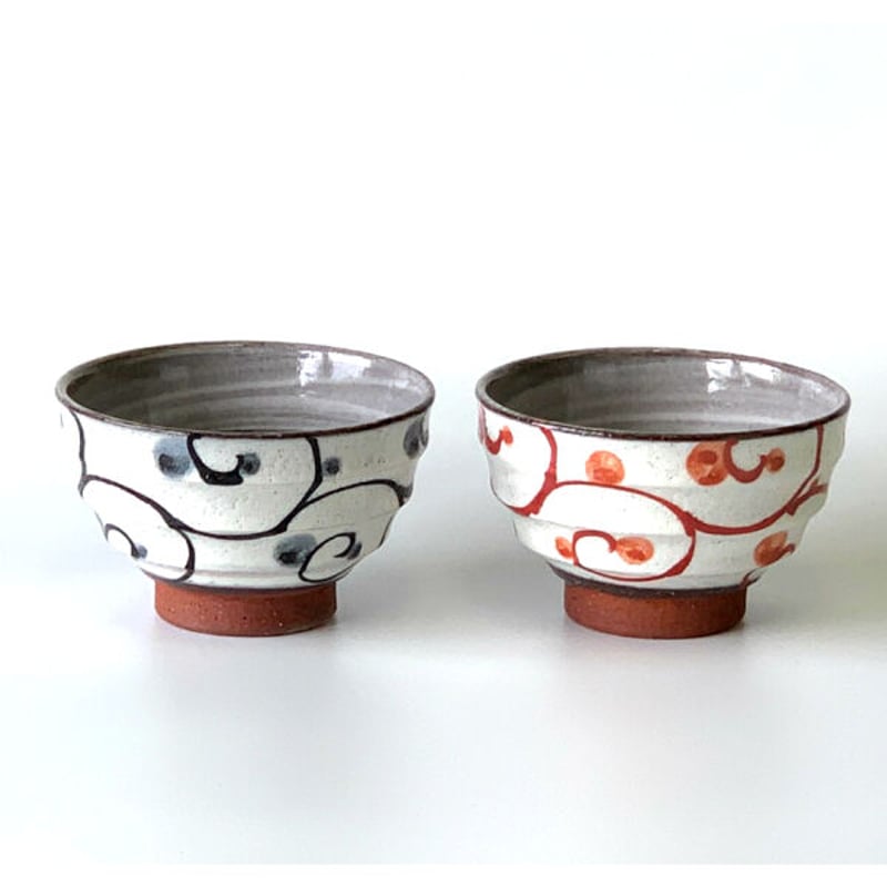 モダン唐草茶碗 瑞幸窯 ハンドメイド 波佐見焼 陶器 おしゃれ レンジ