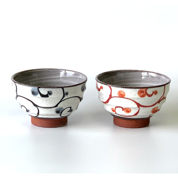 モダン唐草茶碗 瑞幸窯 ハンドメイド 波佐見焼 陶器 おしゃれ レンジ