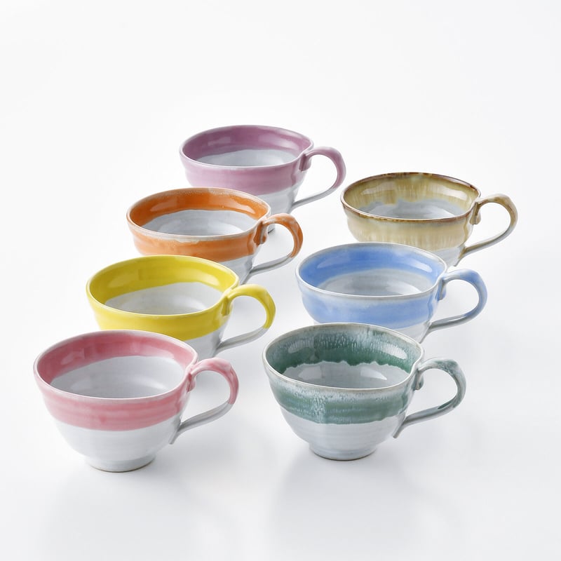 ハッピーカップ ココア 全50色 陶器 波佐見焼 スープマグ サラダ