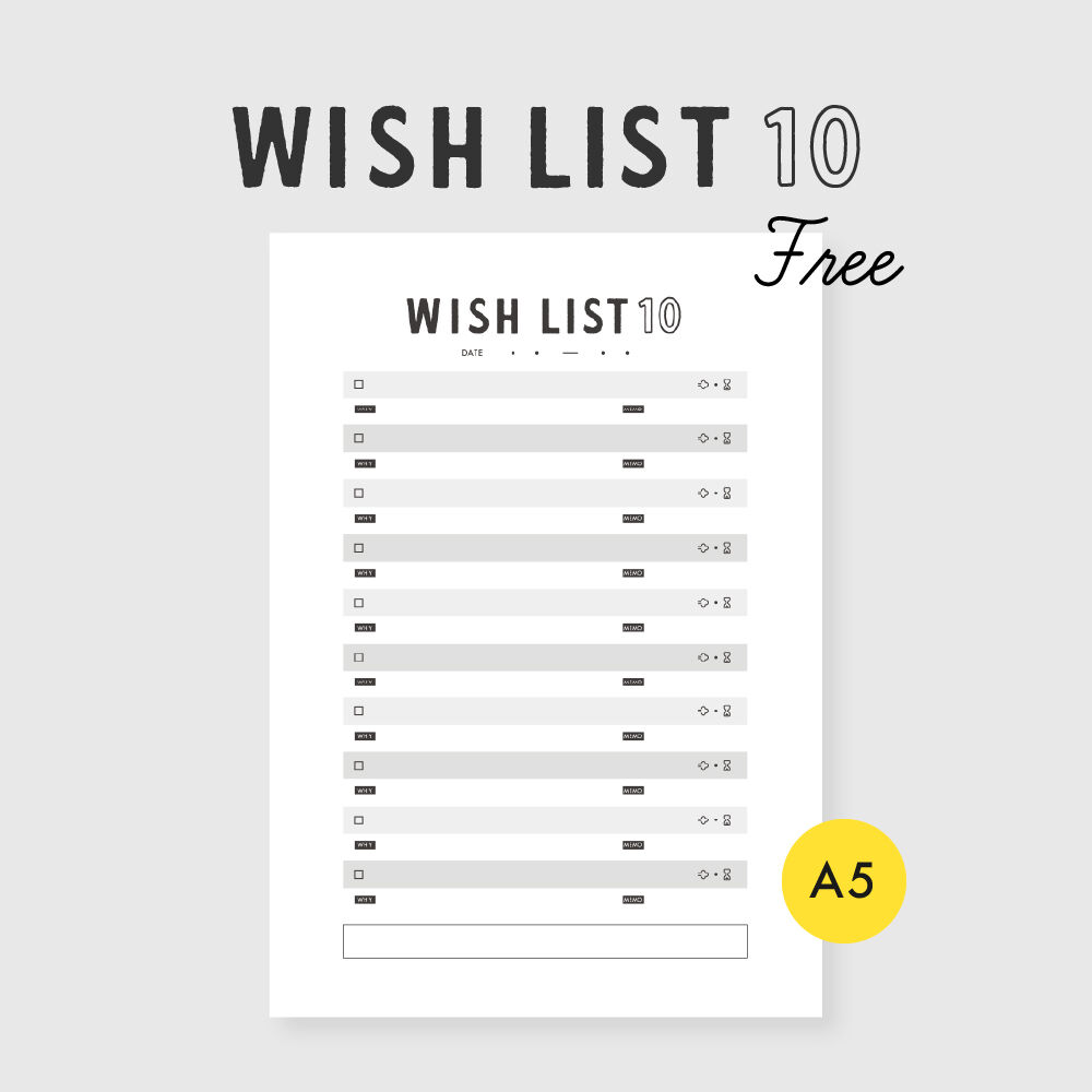 A5】WISHLIST 10 ｜ やりたいことリスト10 | 街角レモン