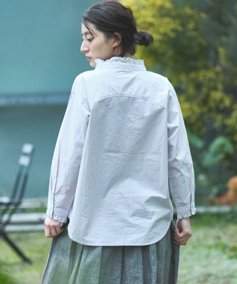 60タイプライター 衿 /カフスフリル長袖ブラウス ○ub 21-0341 60タイプライター 衿 /カフスフリル長袖ブラウス ○ub 21-0341