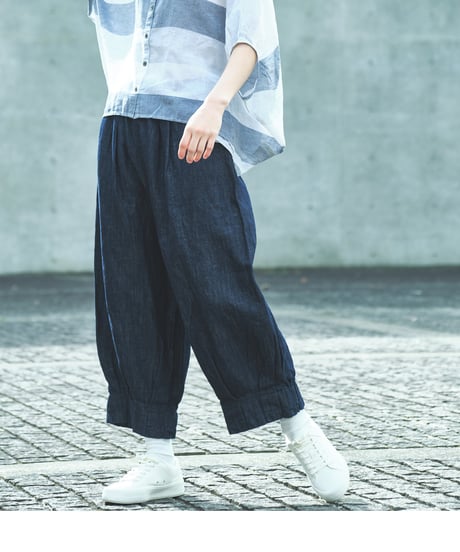 リネン　パンツ Firsthand/機能性素材 リネンライク バイカラー イージーパンツ