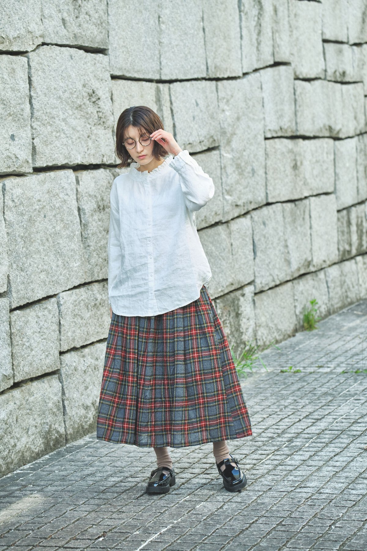 ubasoku ウバソク リネン 83cm丈 裏付 タック スカート