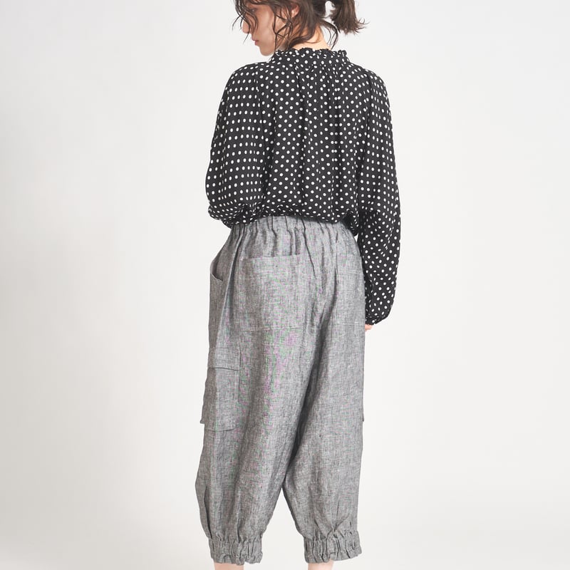 ポルカドット衿フリル ドルマンスリーブ貝釦ブラウス ○ub21-0414