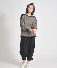 リネン肩ピンタックバイカラー2WAYブラウス  ub27-0816