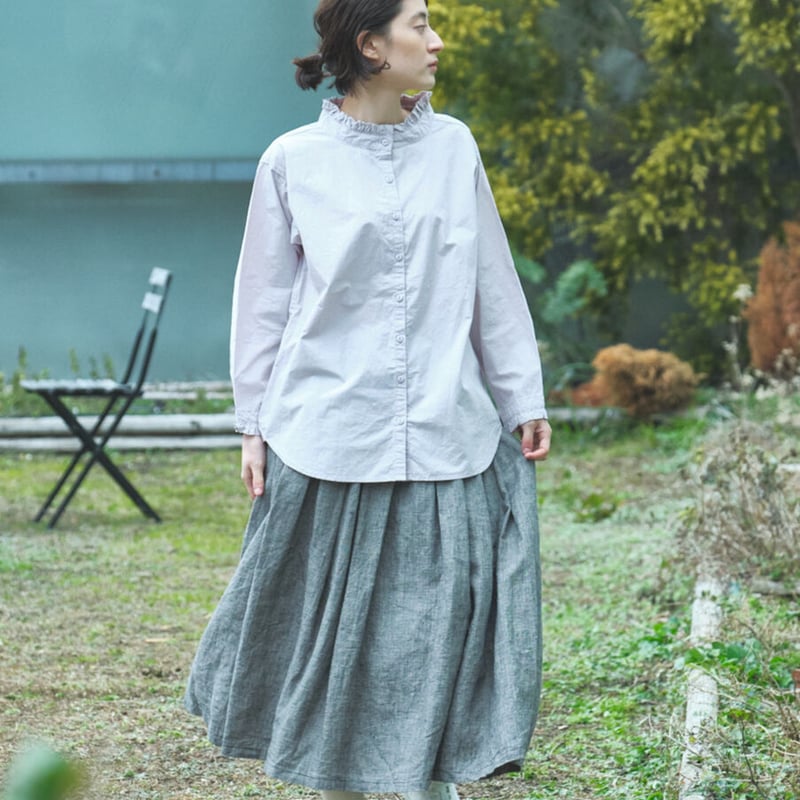 60タイプライター 衿 /カフスフリル長袖ブラウス ○ub 21-0341 | ubasoku