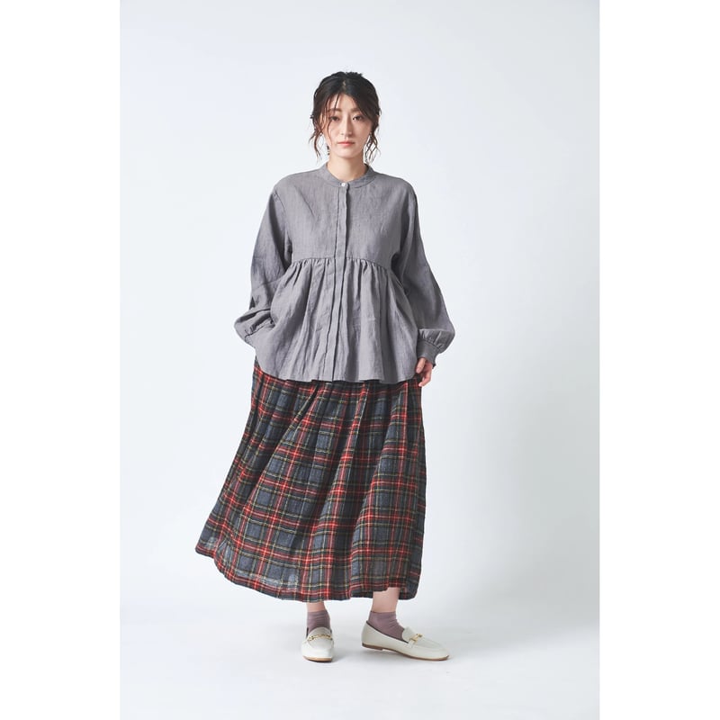 ウール先染めガーゼ 83丈裏付タックギャザースカート ub29-0146 | ubasoku