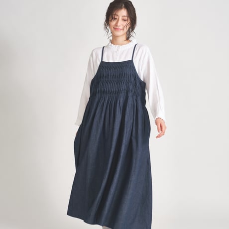 ubasoku︎♥︎かすみ草刺繍丸襟ワンピース ubasoku/0957 かすみそう刺繍の丸衿ワンピース・ナチュラル