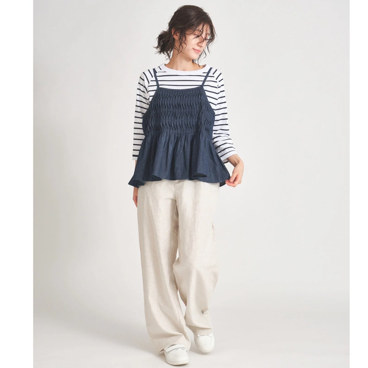 リネンコットンワンタックゆったりワイドパンツ ub27-0800 | ubasoku