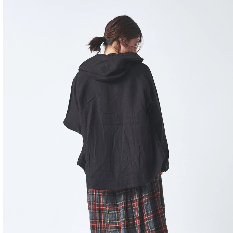 リネン ブラッシュツイルフード付きスコッチ釦ジャケット ub29