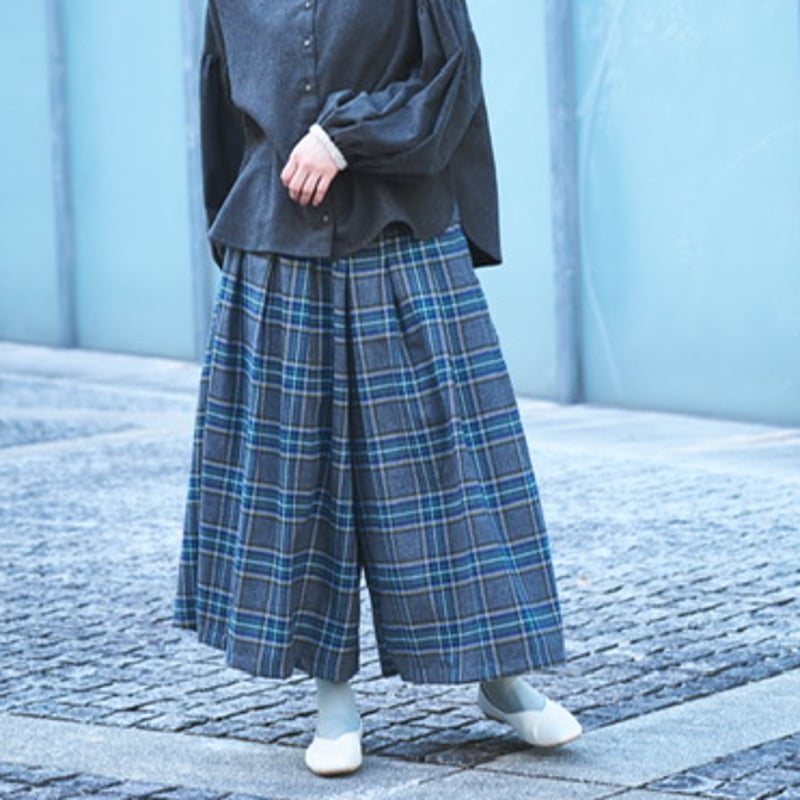 チェック起毛 裏地付きキュロットパンツ ub26-0731 | ubasoku