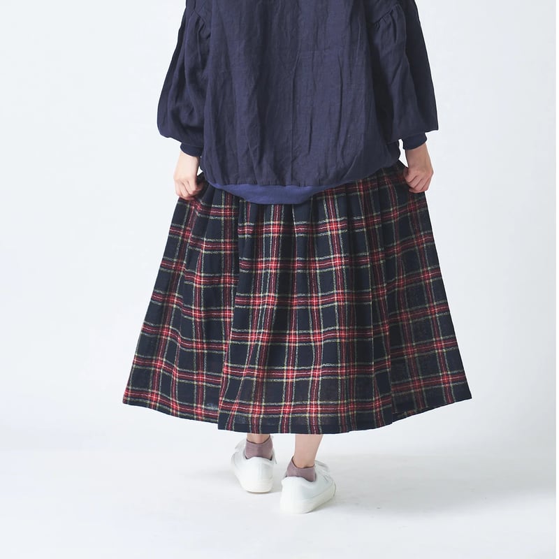 ウール先染めガーゼ 83丈裏付タックギャザースカート ub29-0146 | ubasoku