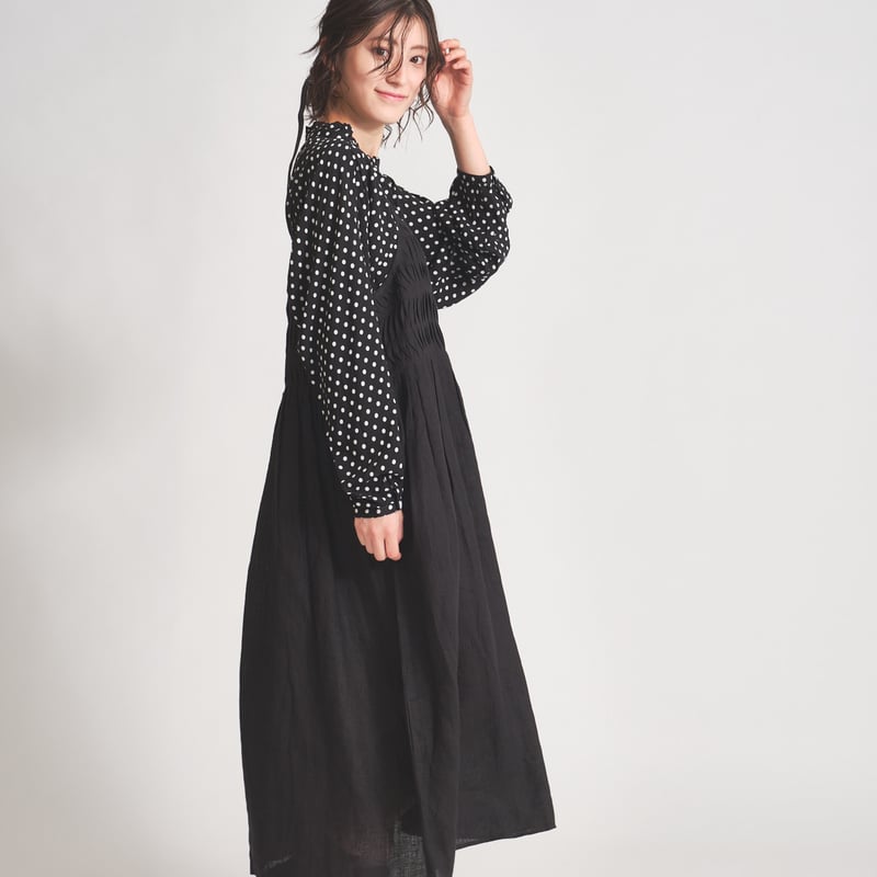 リネン変形ピンタックギャザーキャミワンピース ub27-0828 | ubasoku