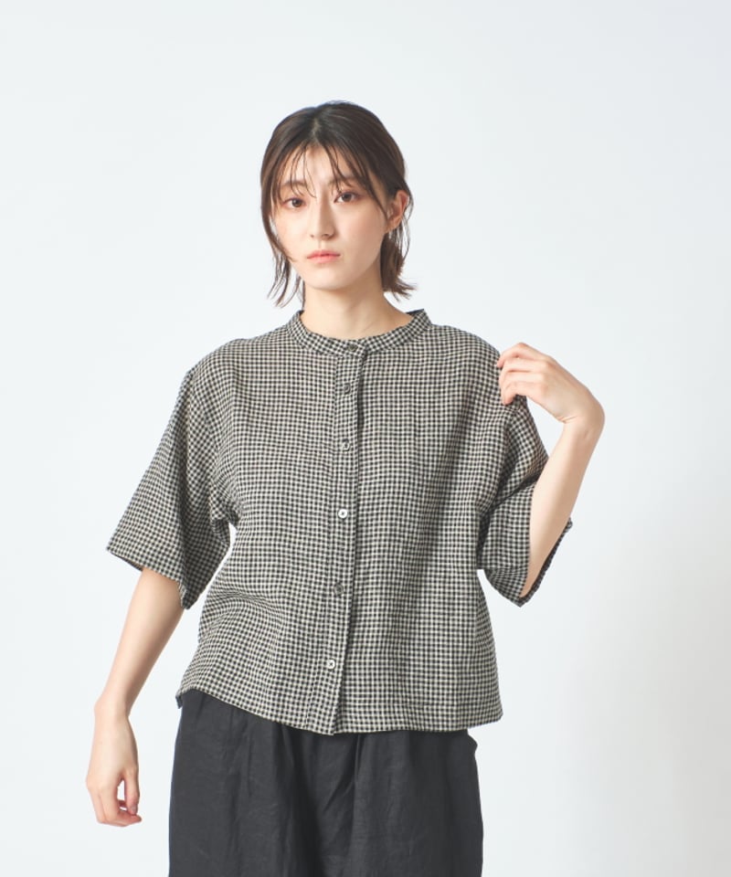 【Tabrik(タブリク)】リネンパフブラウス(泥染) Tabrik(タブリク)】リネンパフブラウス(泥染) Tabrik(タブリク