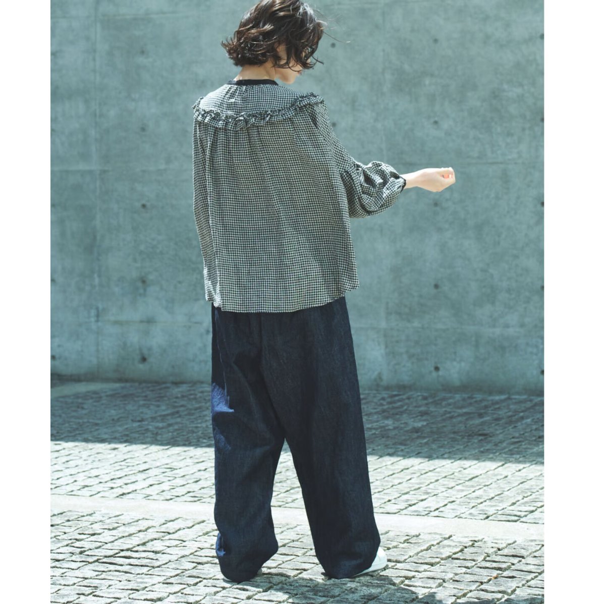 リネンコットン インディゴデニム ワイドパンツ ○ ub21-0393 | ubasoku