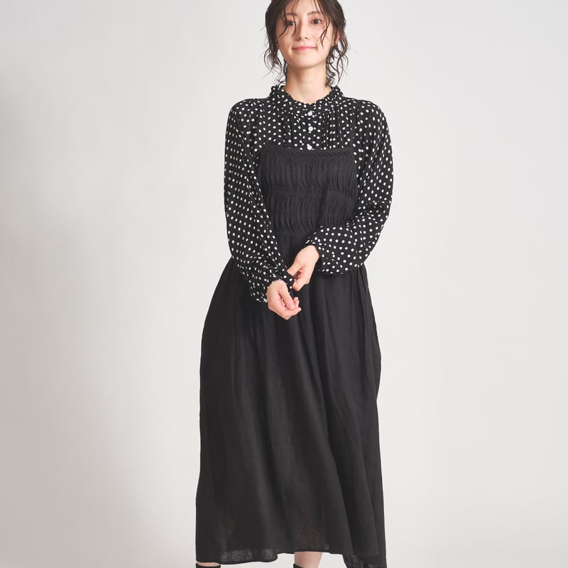 リネン変形ピンタックギャザーキャミワンピース ub27-0828 | ubasoku