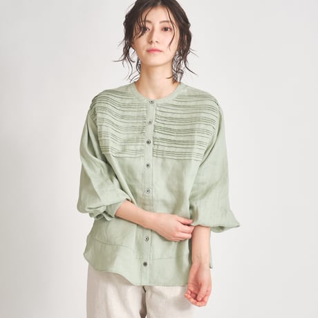 45rpmリネンツイルのカシュクール サイズ3 カーキ ブラウス フリル 45rpmリネンツイルのカシュクール サイズ3 カーキ ブラウス