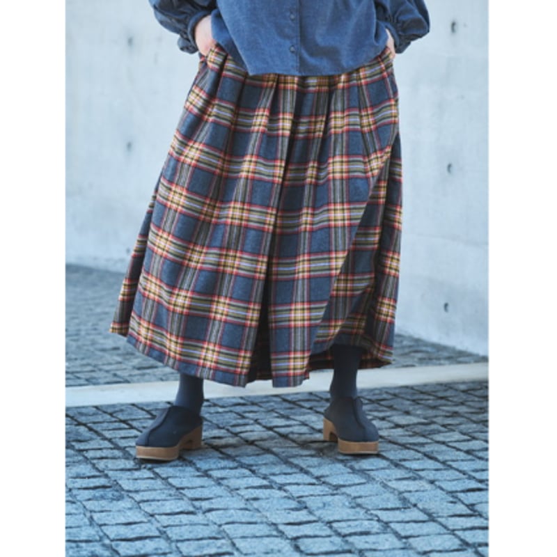 チェック起毛 裏地付きキュロットパンツ ub26-0731 | ubasoku