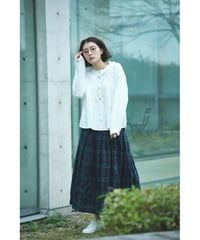先染リネン　83cm丈  裏付タックスカート　2color　○ub-0529