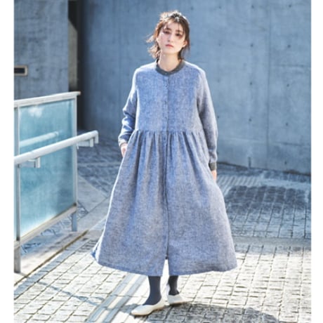 ubasoku︎♥︎かすみ草刺繍丸襟ワンピース ubasoku/0957 かすみそう刺繍の丸衿ワンピース・ナチュラル