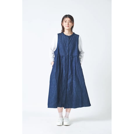自由が丘限定、製品染めリネンノースリワンピース 自由が丘限定、製品
