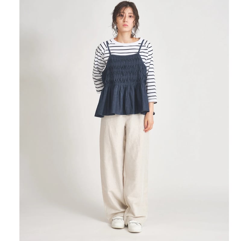 リネンコットンワンタックゆったりワイドパンツ ub27-0800 | ubasoku