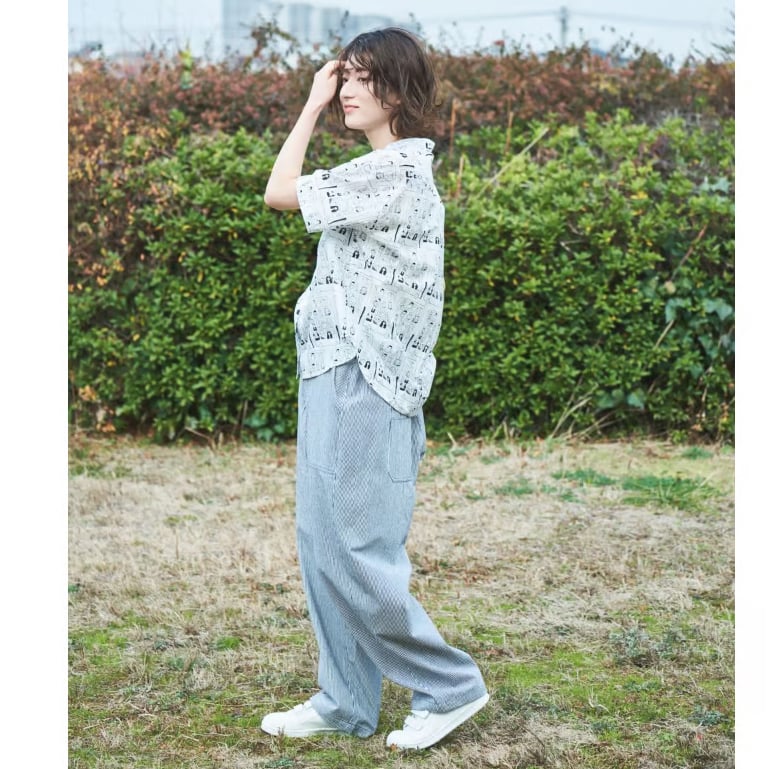 KAPITAL キャピタル　ストライプ　フレアパンツ ヒッコリー】キャピタルフレアパンツストライプワイドシルエットLサイズ