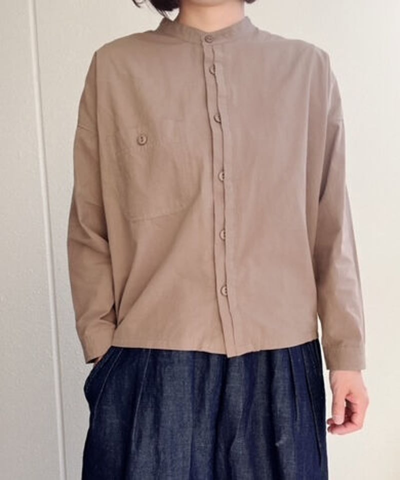 45rpm　ノーカラー　ステッチシャツ　比翼　綿　コットン100％　size4 45rpm ノーカラー ステッチシャツ 比翼 綿 コットン100％ size4