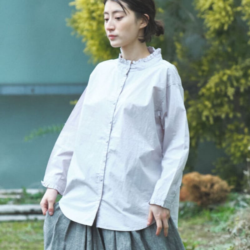 60タイプライター 衿 /カフスフリル長袖ブラウス ○ub 21-0341 | ubasoku