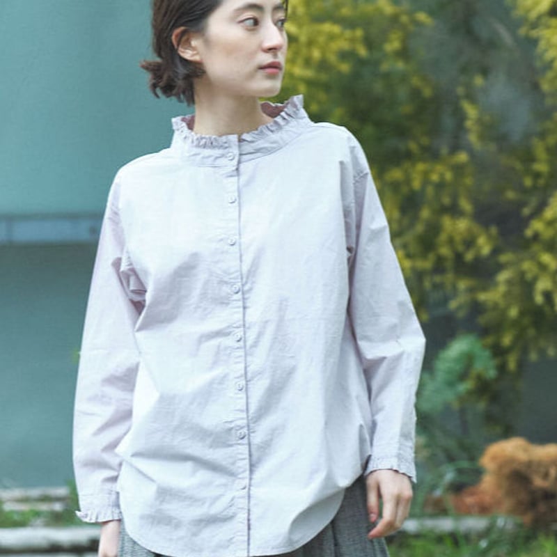 60タイプライター 衿 /カフスフリル長袖ブラウス ○ub 21-0341 | ubasoku