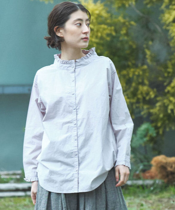 60タイプライター 衿 /カフスフリル長袖ブラウス ○ub 21-0341 | ubasoku