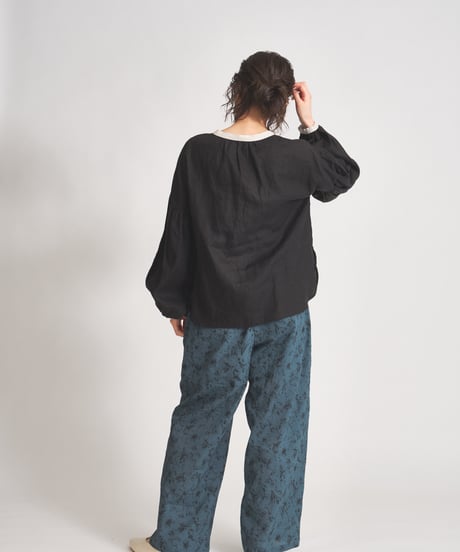 コットンミラクルウェーブ　裏地付ワイドシルエットパンツ　　ub27-0803