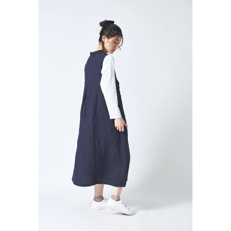 ネストローブ　リネン 襟フリル　ワンピース リネン近江晒しフリル襟ワンピース｜nest Robe / CONFECT ONLINE SHOP