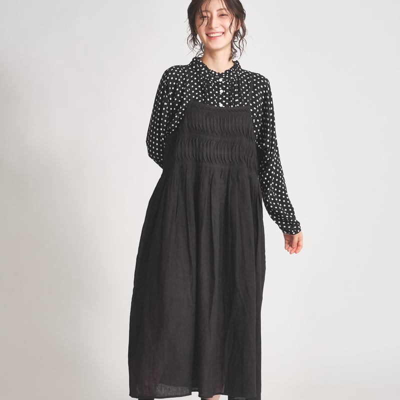 リネン変形ピンタックギャザーキャミワンピース ub27-0828 | ubasoku