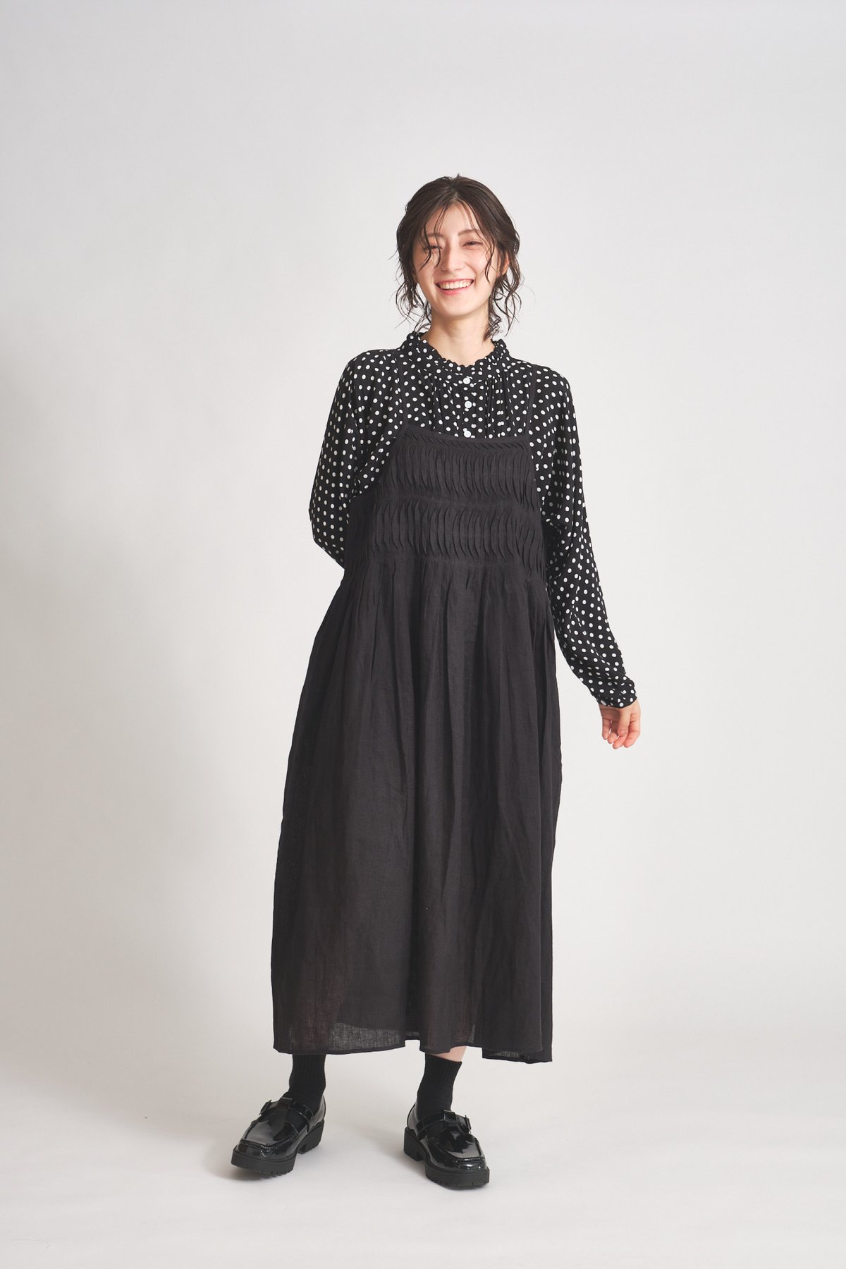 リネン変形ピンタックギャザーキャミワンピース ub27-0828 | ubasoku