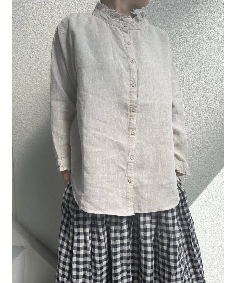 リネン 衿・袖口 フリルブラウス <再販>○ub-0013 | ubasoku リネン 衿・袖口 フリルブラウス <再販>○ub-0013 | ubasoku