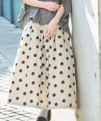 刺繡ドット　83丈裏付きタックギャザースカート　   ub25-0628