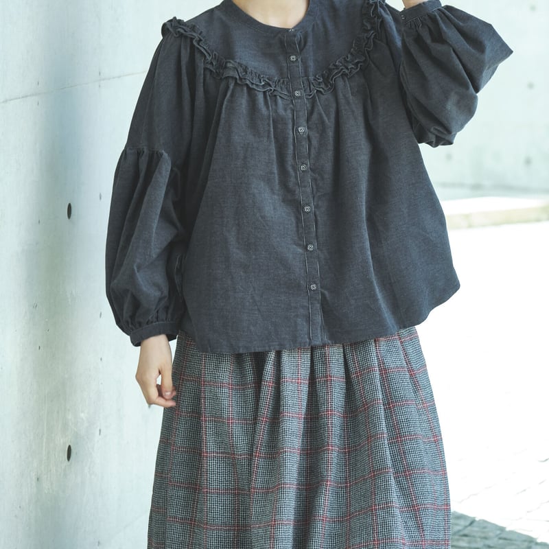 ub21-0363 ウールガーゼ 83丈裏付きタックギャザースカート | ubasoku