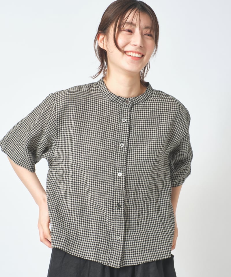 R*i様 リネン ベージュ チェック 半袖シャツ 楽天市場】シャツ 半袖 チェック ベージュチェック 綿麻 リネン