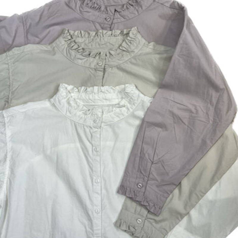 60タイプライター 衿 /カフスフリル長袖ブラウス ○ub 21-0341 | ubasoku