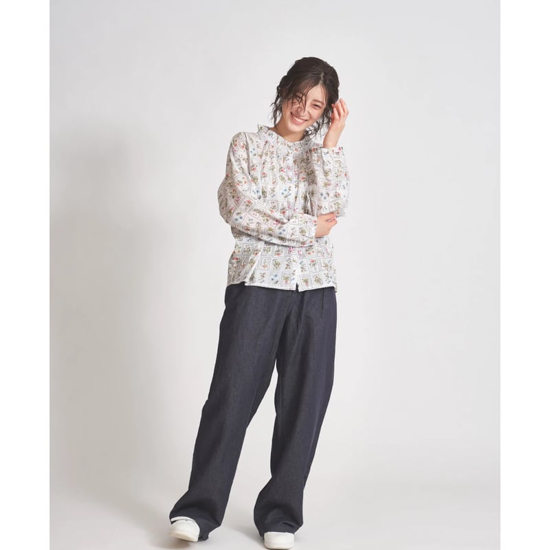 リネンコットンワンタックゆったりワイドパンツ ub27-0800 | ubasoku