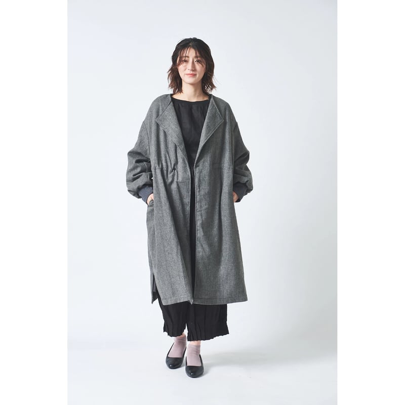 使用回数少/3L✨ヒューゴボス フーデットコート ツイード ヘリンボーン グレー HUGO BOSSグレーMenコート