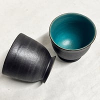 Handmade Yachimun Cup（blown） / やちむん足つきカップ  茶色(沖縄の陶器)