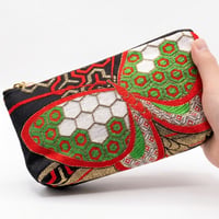 Upcycled Vintage Japanese Kimono Obi Pouch（One-of-a-kind handmade item） /   ヴィンテージ着物帯 ポーチ（涼泉工作室）