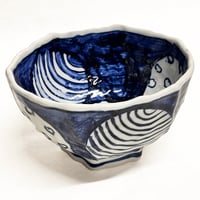 Bule and White Hexagonal Large bowl（minoware） / 染付丸紋六角丼 大（美濃焼き）