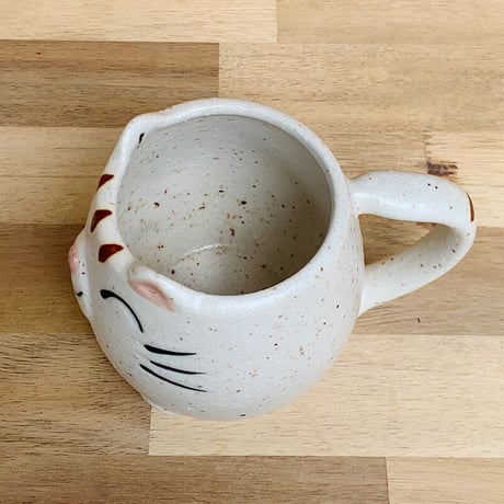 Round cat Mug cup / Mino ware