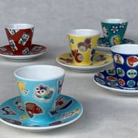 【Shipping 50%OFF!!】Fortune mini cup & saucer 5 set/KUTANI ware