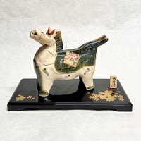【2026 Zodiac:Horse】Handmade Horse Ornament （green / XL） / 2026 干支 午 たたら飾り 織部 （特大）